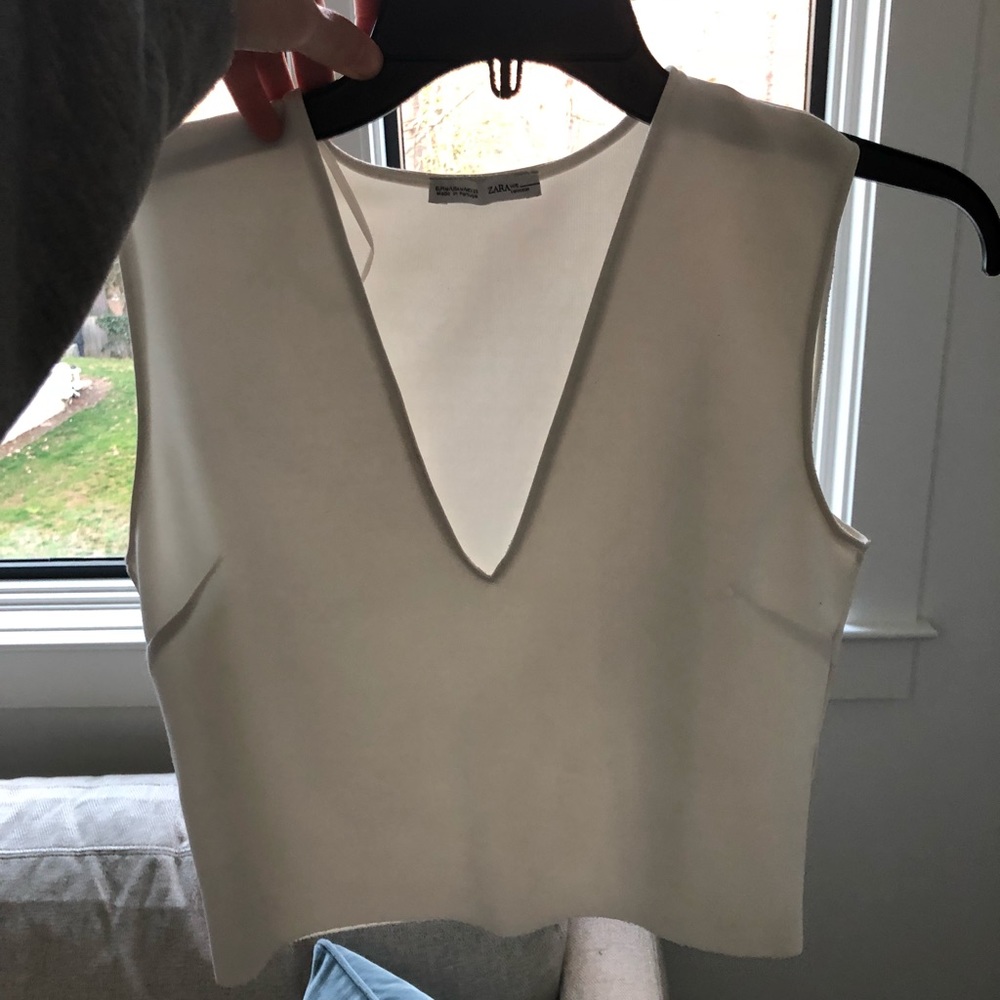 Zara white crop top